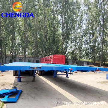 Used 3 Axles 40 Tons Extendable Flatbed Trailer